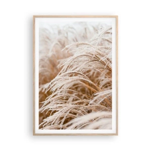 Poster în ramă de stejar deschis - Închinându-se la soarele toamnei - 70x100 cm