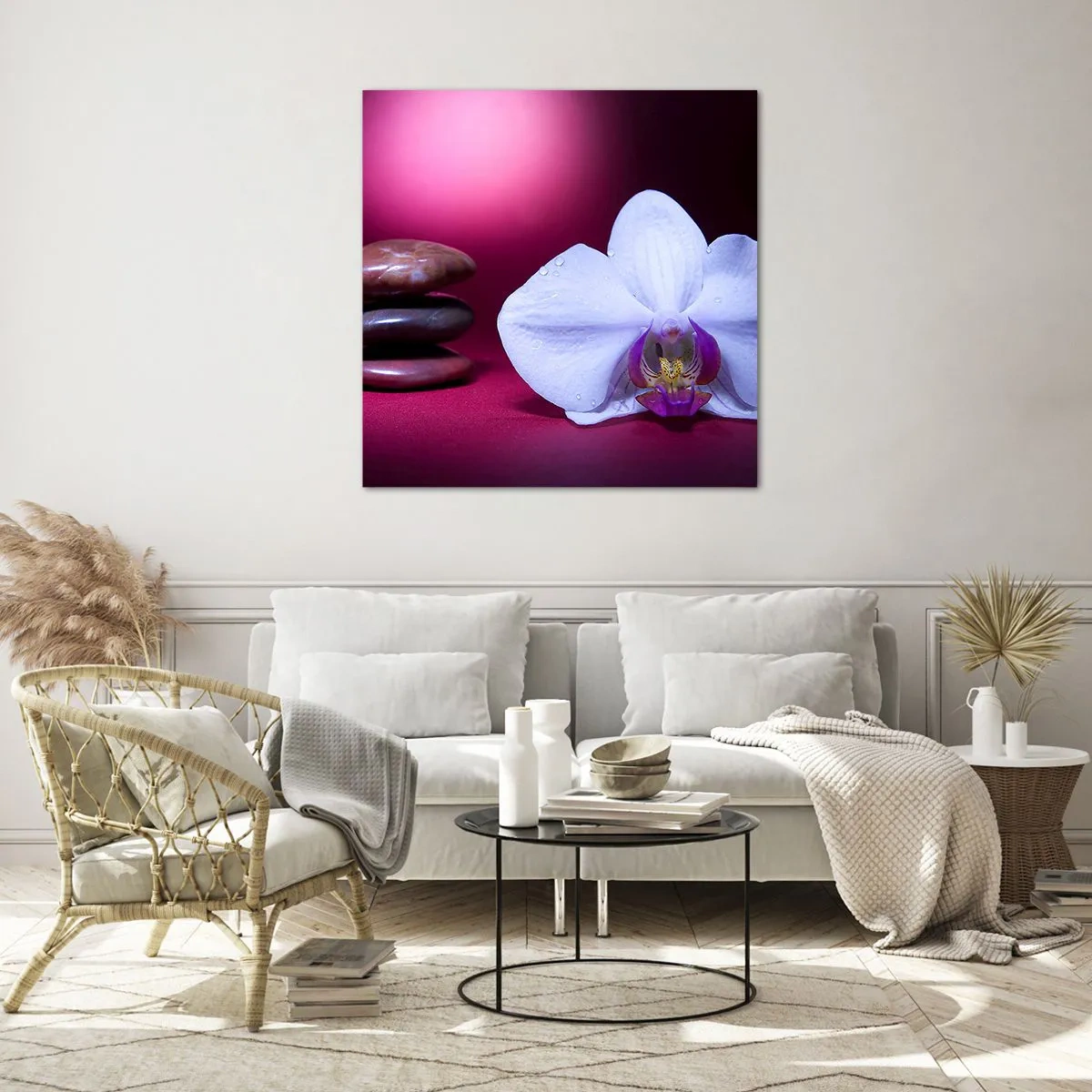 Tablou pe sticlă - Un studiu al prospețimii în mov - 40x40 cm