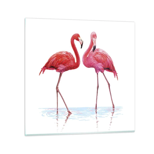 Tablou pe sticlă - Pink randez-vous - 50x50 cm