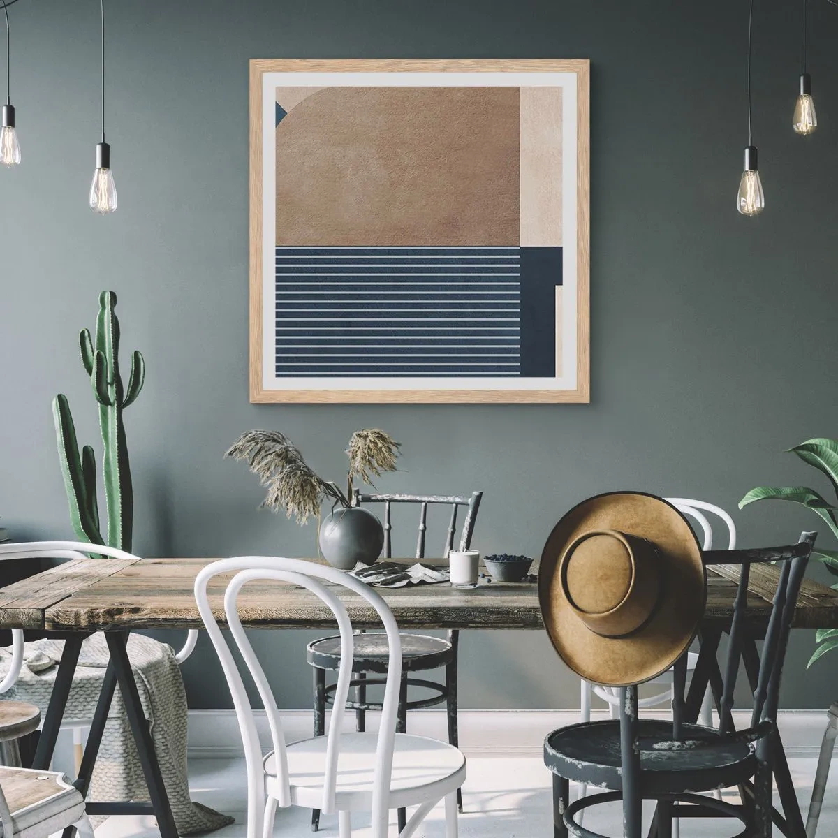 Poster în ramă de stejar deschis - Compoziție de simplitate și rotunjime - 50x50 cm