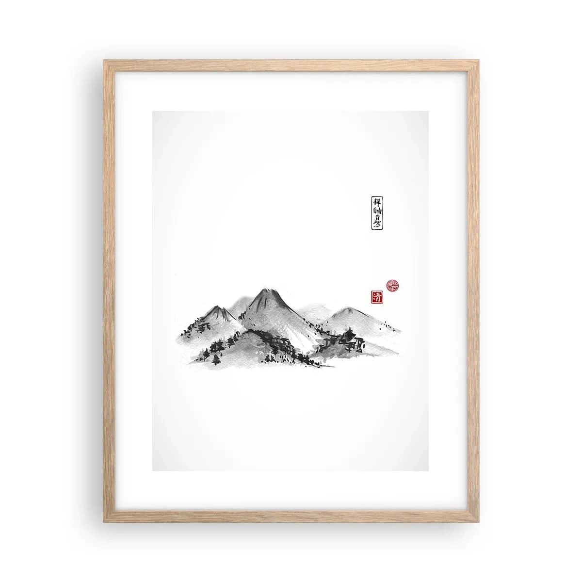 Poster în ramă de stejar deschis - Dincolo de dealuri - 40x50 cm