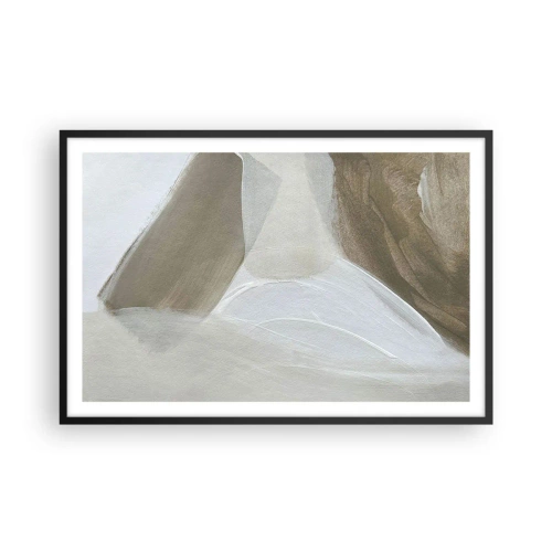 Poster în ramă neagră - Val de alb - 91x61 cm