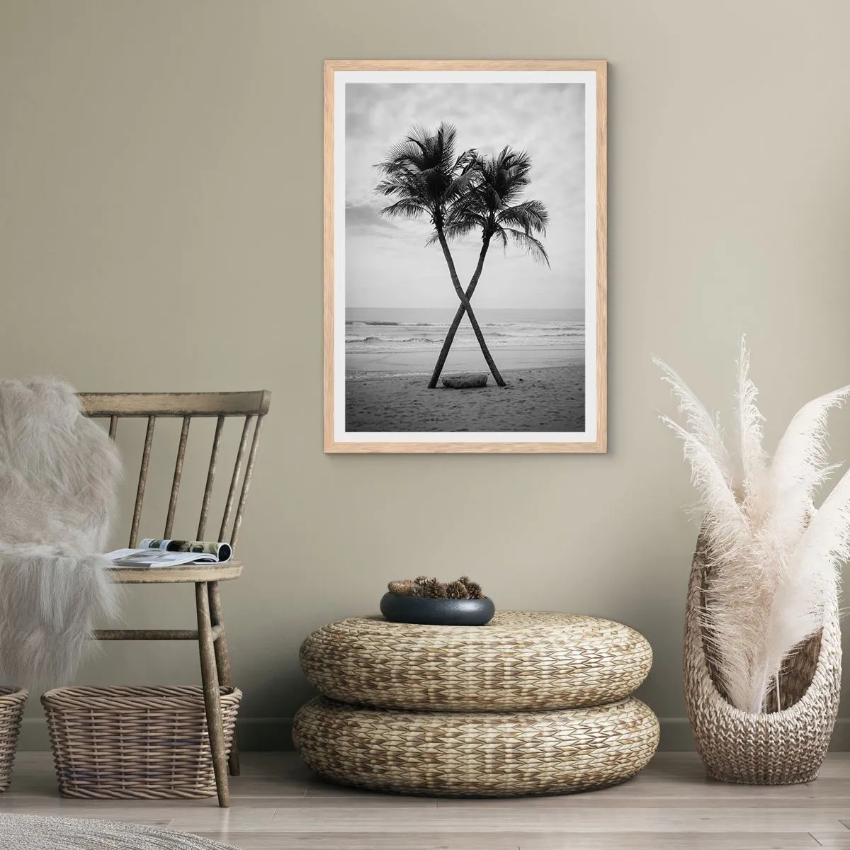 Poster în ramă de stejar deschis - Prezența sensibilă - 70x100 cm