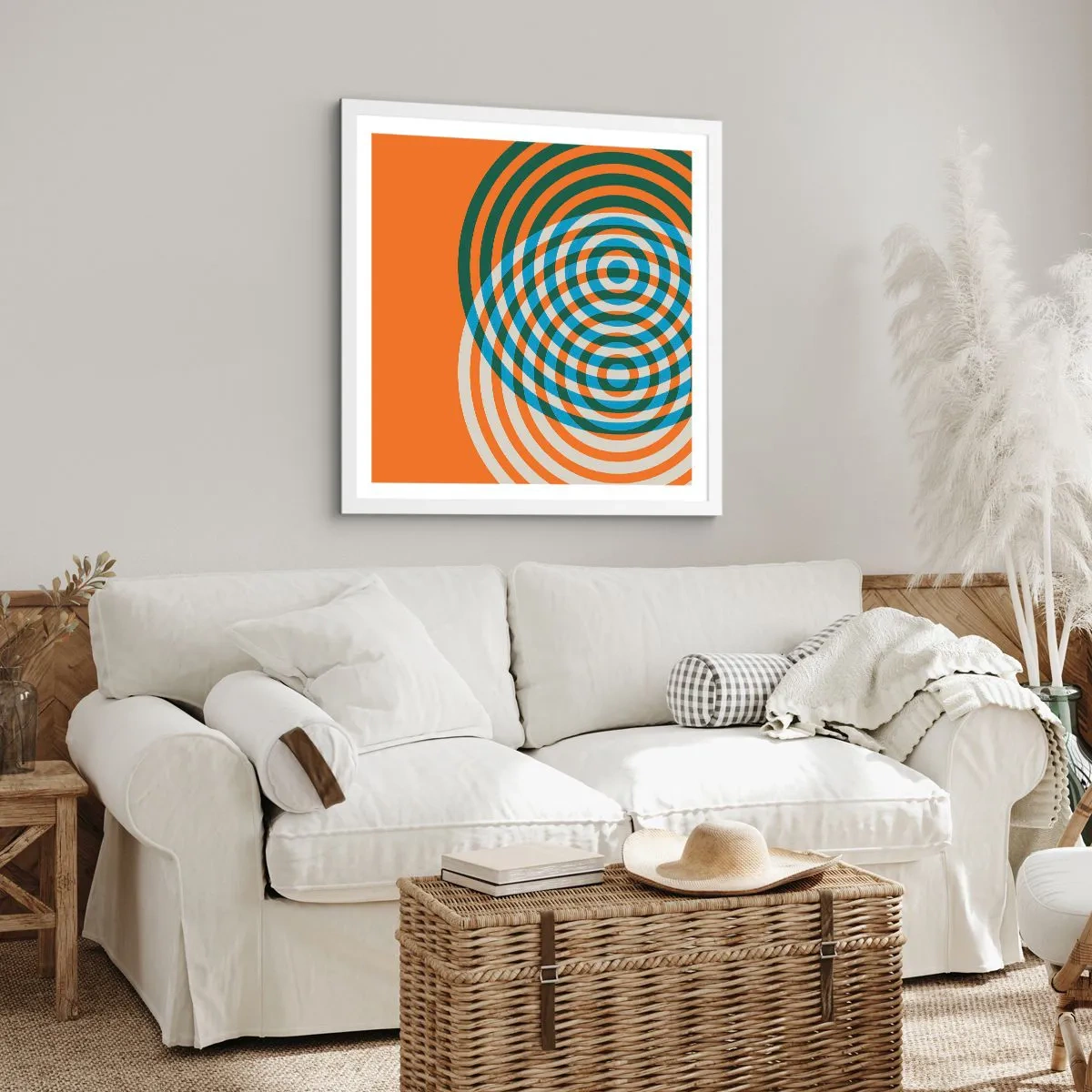 Poster în ramă albă - Variație circulară abstractă - 40x40 cm