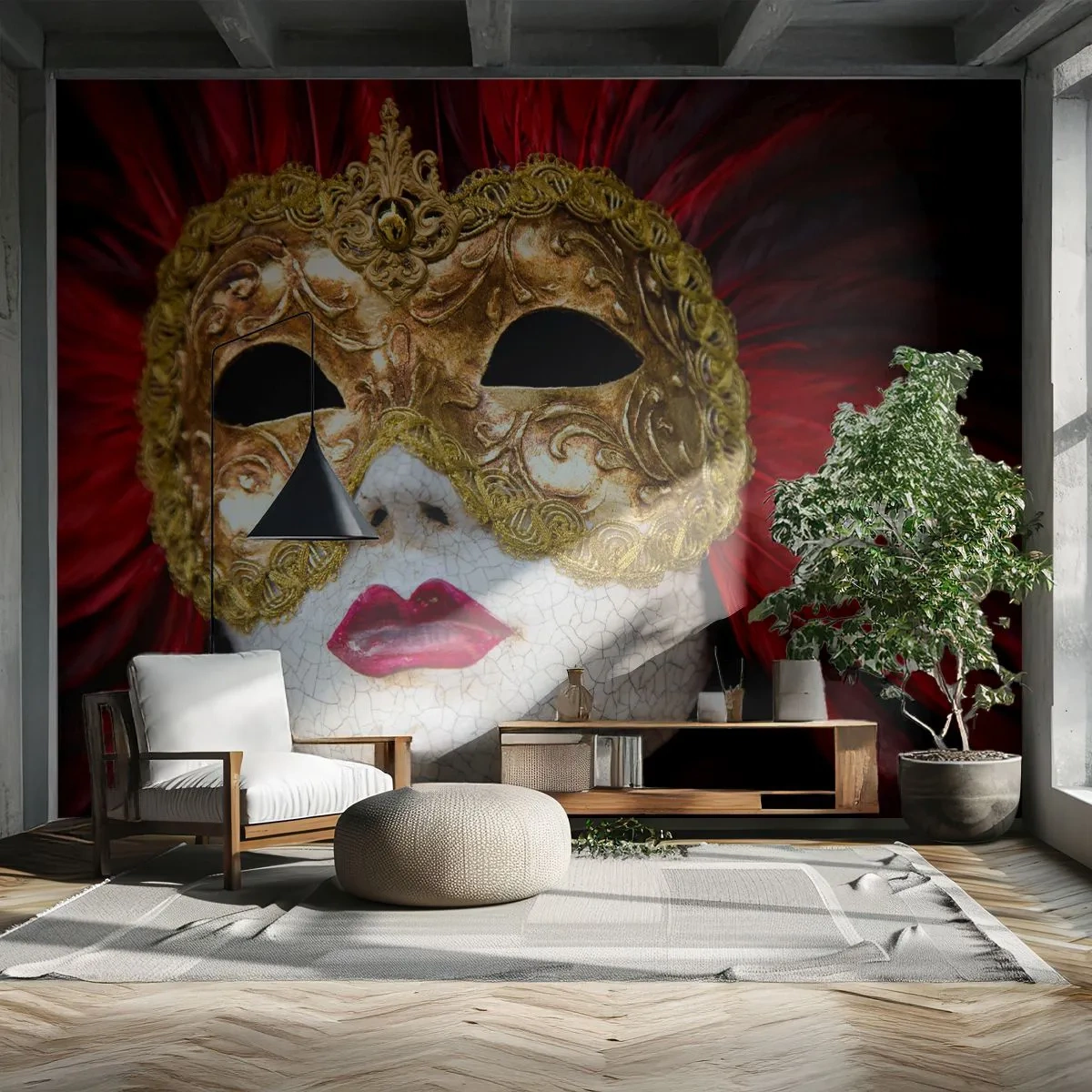 Tapet Premium Canvas - Promisiunea unei aventuri de carnaval - Mască venețiană, Bucată, Veneția - 250x175 cm