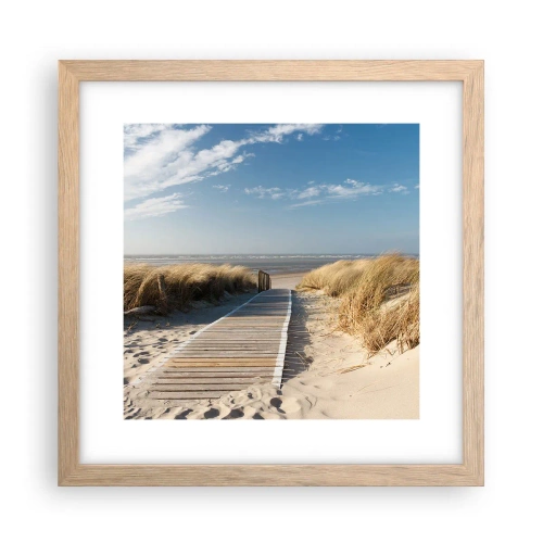 Poster în ramă de stejar deschis - În spatele dunei, în zumzetul ierbii - 30x30 cm
