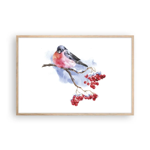 Poster în ramă de stejar deschis - Iarna în culori - 91x61 cm