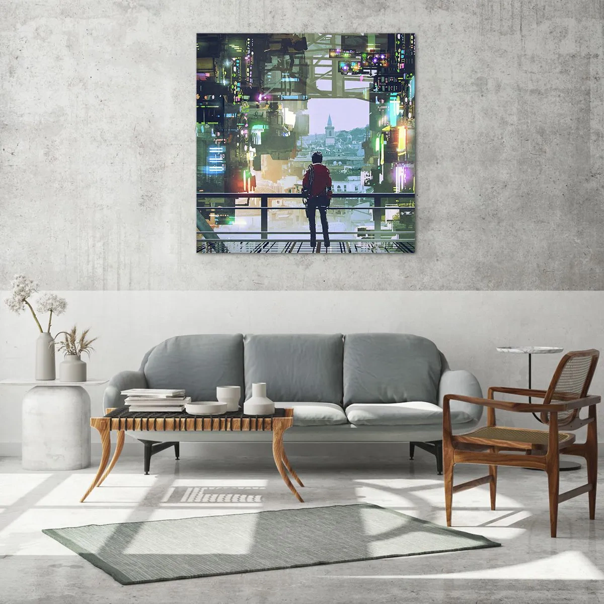 Tablou pe sticlă - Două lumi - 60x60 cm