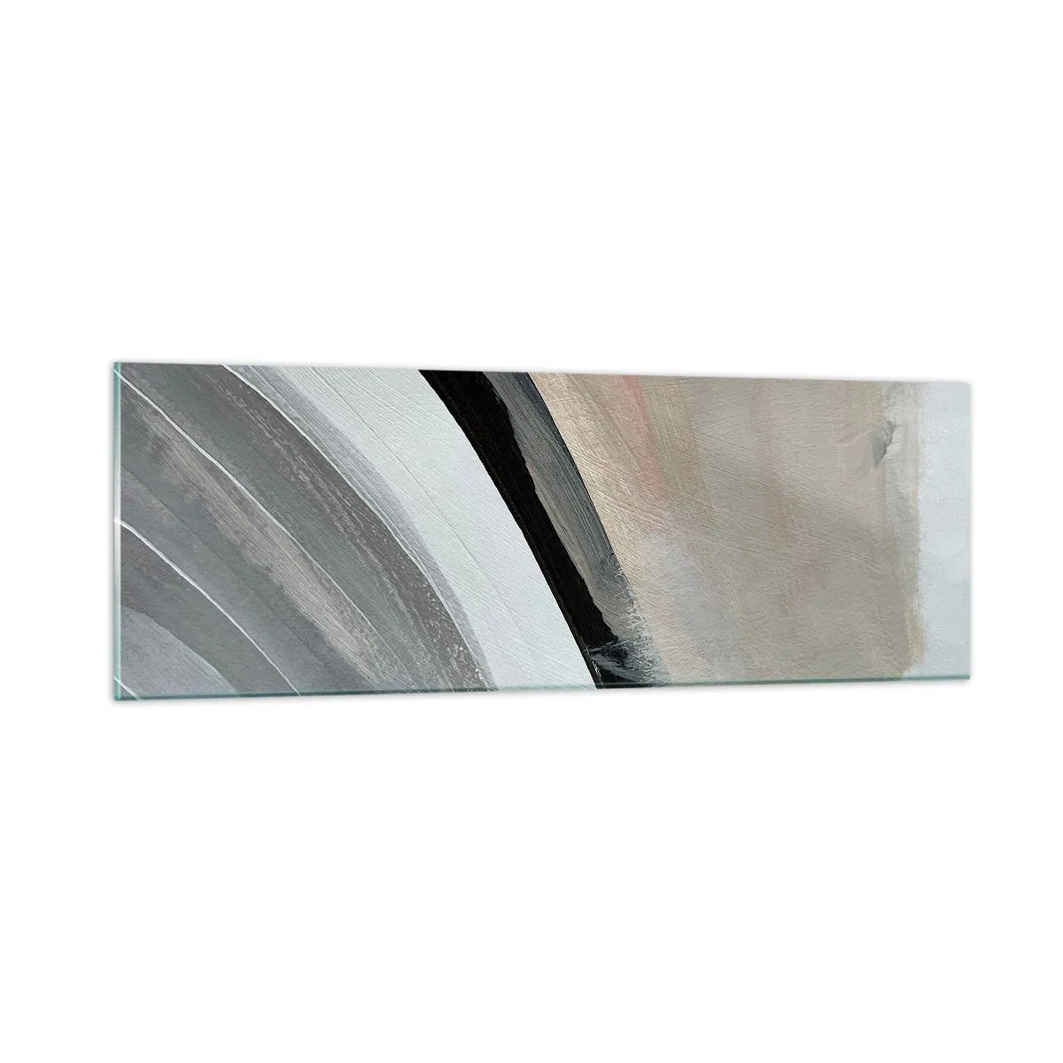 Tablou pe sticlă - Compoziție: arc de negru și gri - 90x30 cm
