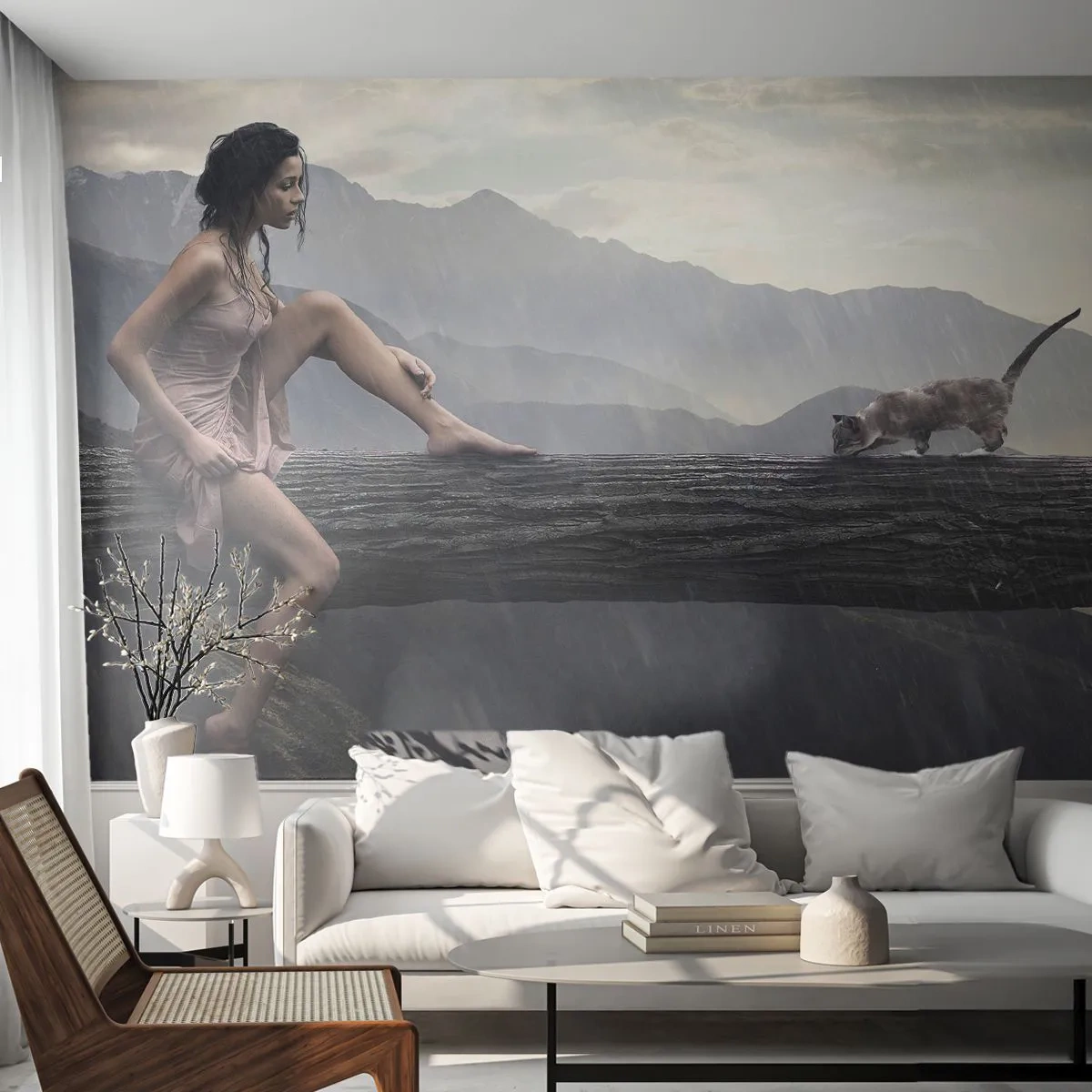 Tapet Premium Canvas - Vârfuri de frumusețe - Femeie, Model, Peisaj - 250x175 cm