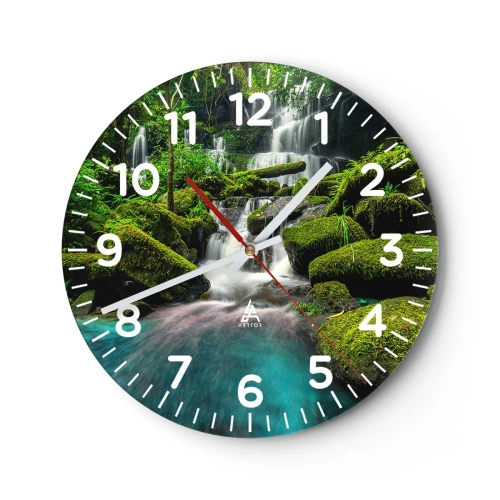 Ceas de perete - Ceas pe sticlă - Turcoaz, safir și argint lichid - 40x40 cm