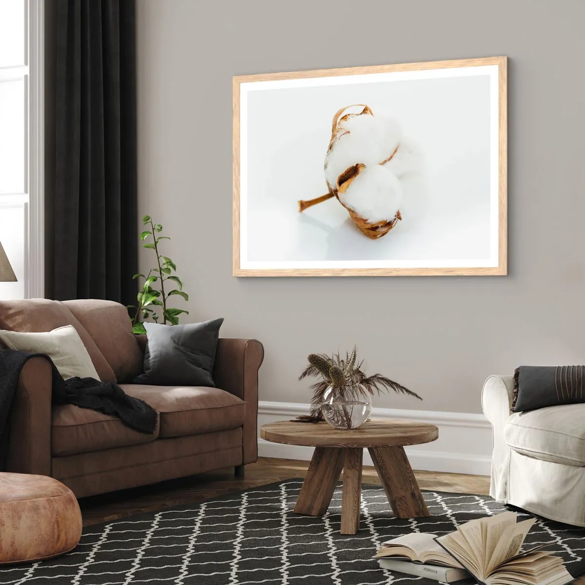 Poster în ramă de stejar deschis - Moale prin natură - 70x50 cm