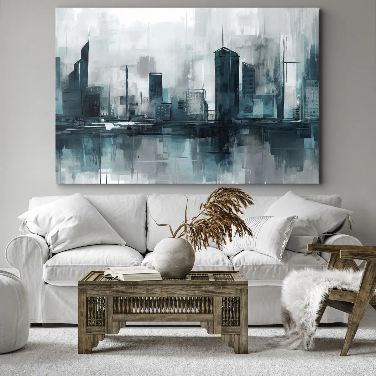 Tablou pe pânză - Un oraș de culoarea ploii - 70x50 cm