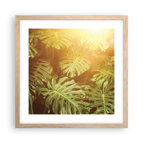 Poster în ramă de stejar deschis - Poftiți în verde - 40x40 cm