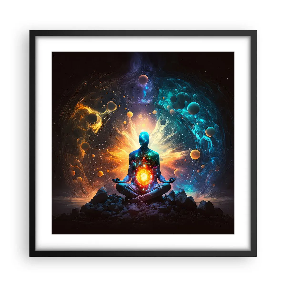 Poster în ramă neagră - Liniște cosmică - 50x50 cm