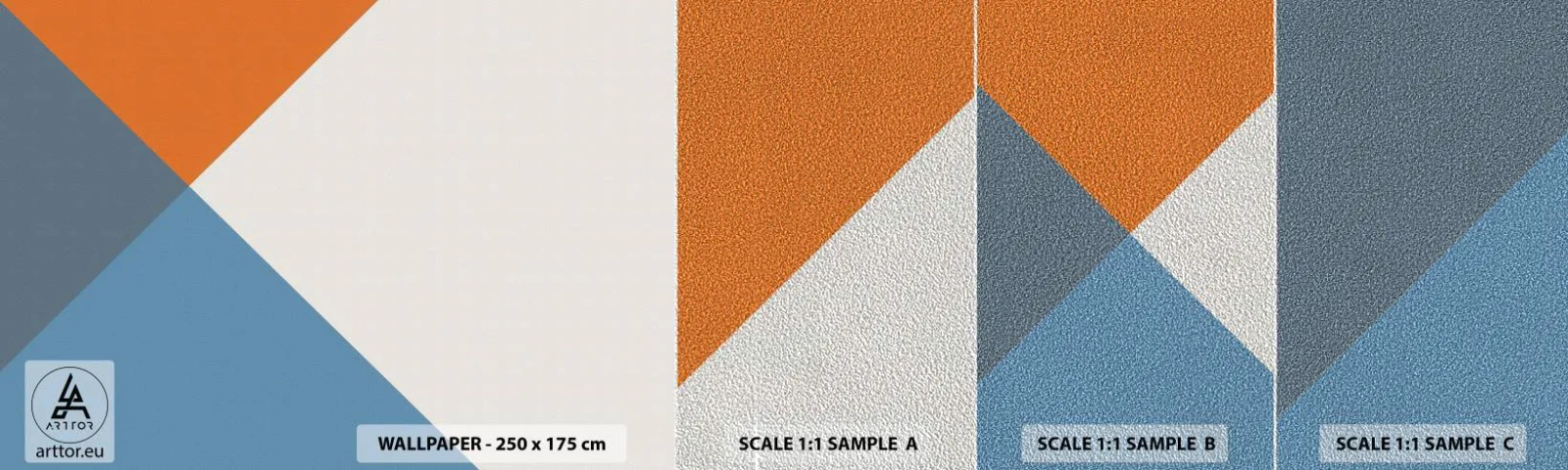 Mostră tapet Premium Sand - La un unghi drept - Abstracția, Bucată, Artă Modernă - 100x30 cm