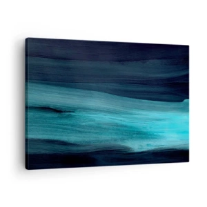 Tablou pe pânză Canvas - Valuri abstracte subtile în nuanțe închise de albastru - 70x50cm - Du-te cu fluxul - Decorațiune modernă pentru perete pentru living și dormitor ARTTOR