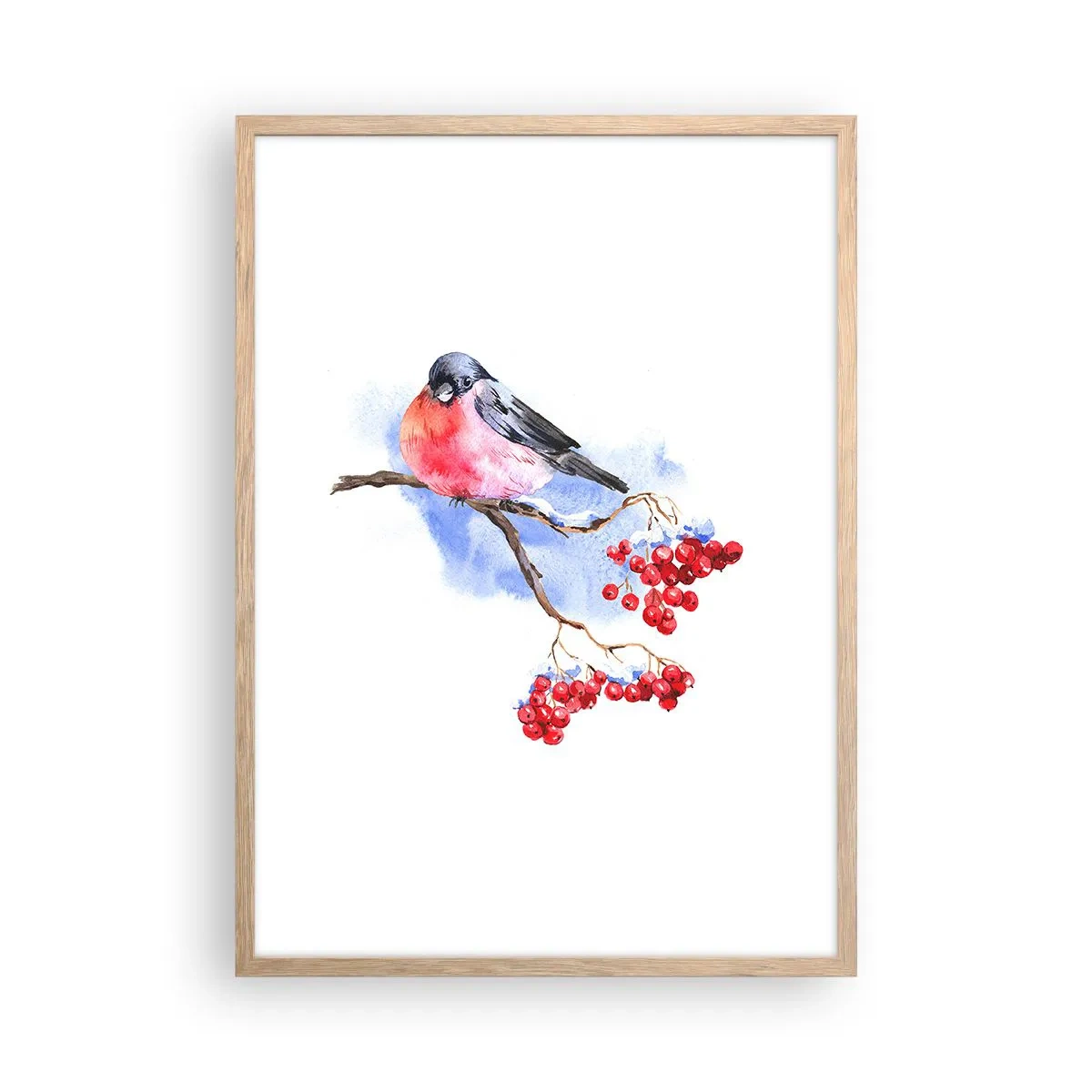 Poster în ramă de stejar deschis - Iarna în culori - 50x70 cm