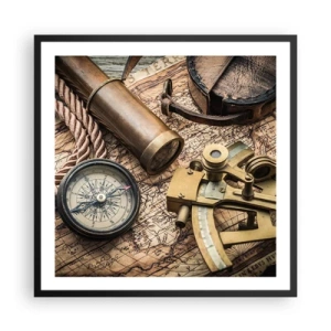 Poster în ramă neagră - Stabilește cursul - 60x60 cm