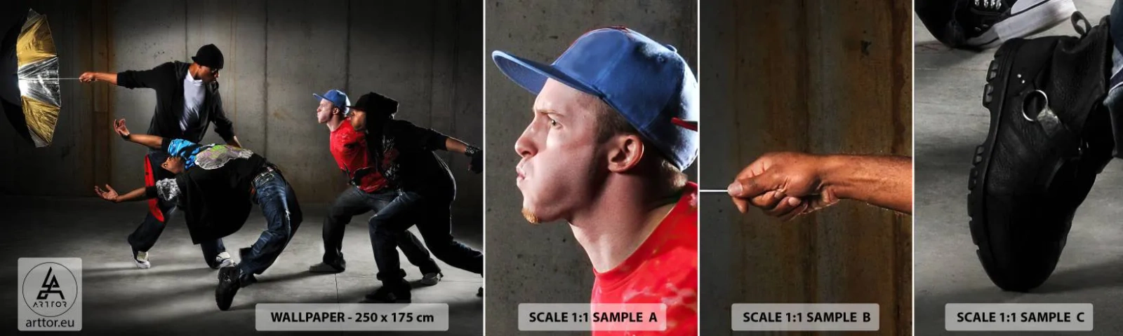 Mostră de Tapet Standard Eco - Dansând cu vântul străzii - Dans, Muzică, oameni - 100x30 cm