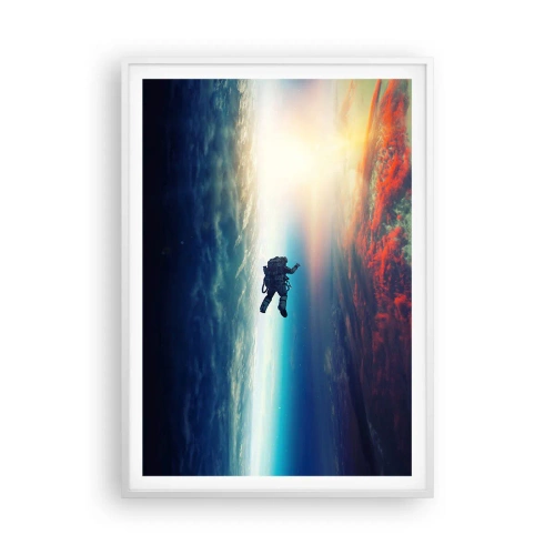 Poster în ramă albă - Provocând universul - 70x100 cm
