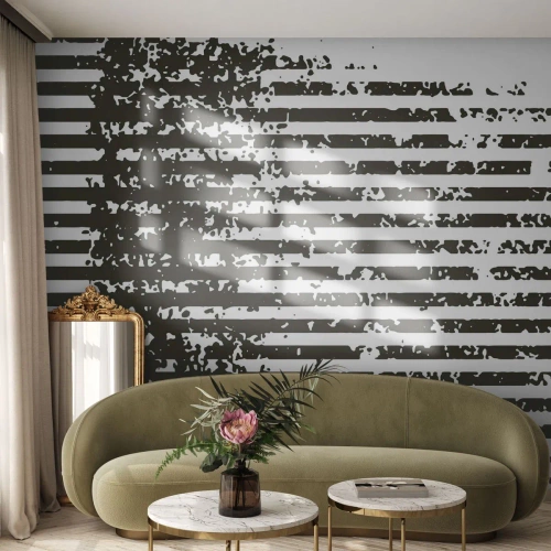Tapet Standard Eco - Dungi negre și texturi într-o compoziție abstractă, industrială - 100x70cm - Ritm și zgomot - Decorațiune modernă pentru perete pentru living și dormitor ARTTOR