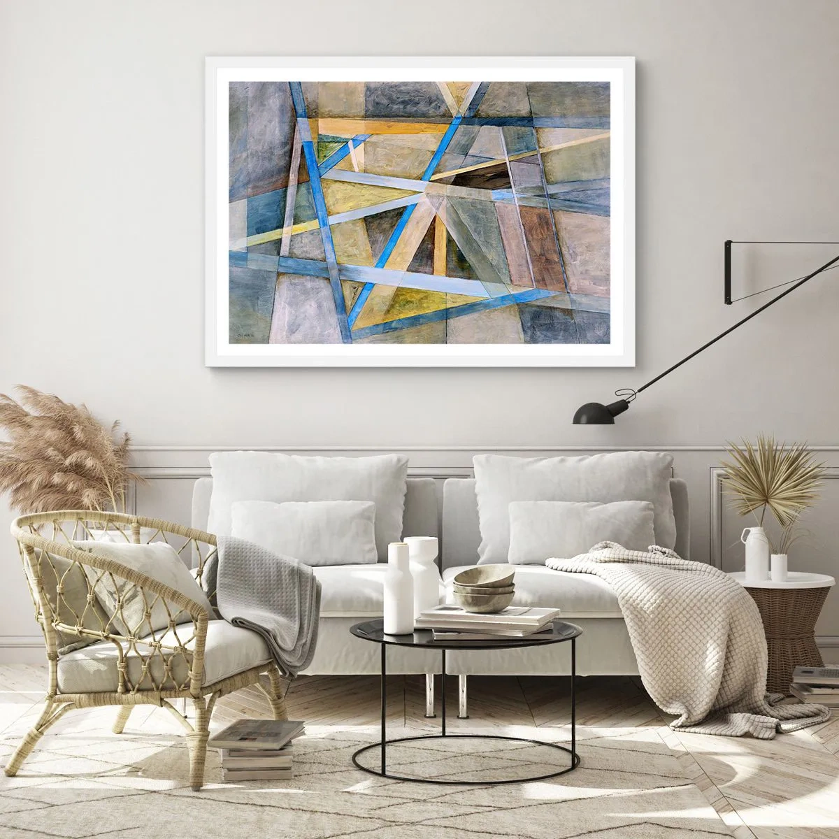 Poster în ramă albă - Drept sau de-a curmezișul? - 100x70 cm