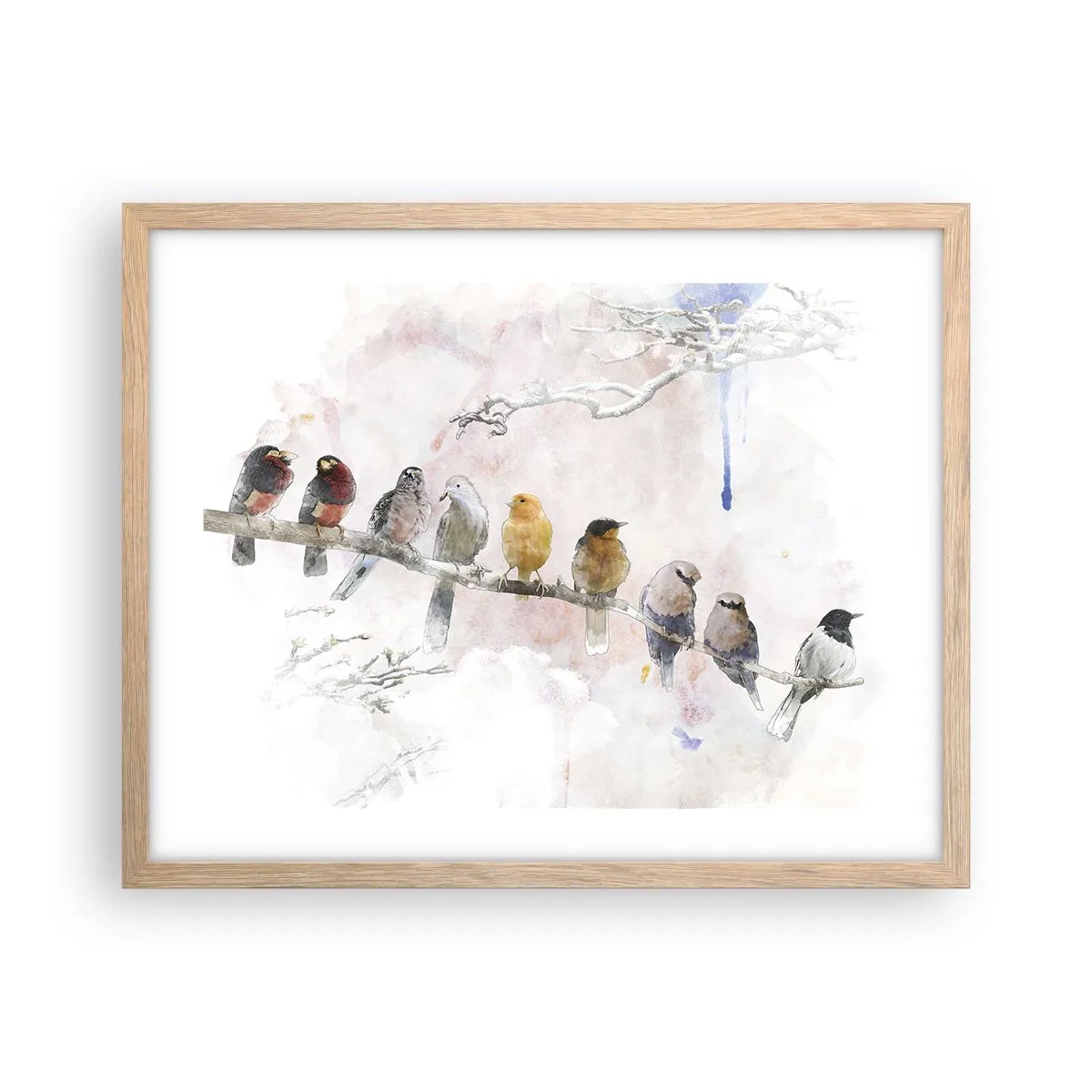 Poster în ramă de stejar deschis - Întâlnire înaripată - 50x40 cm