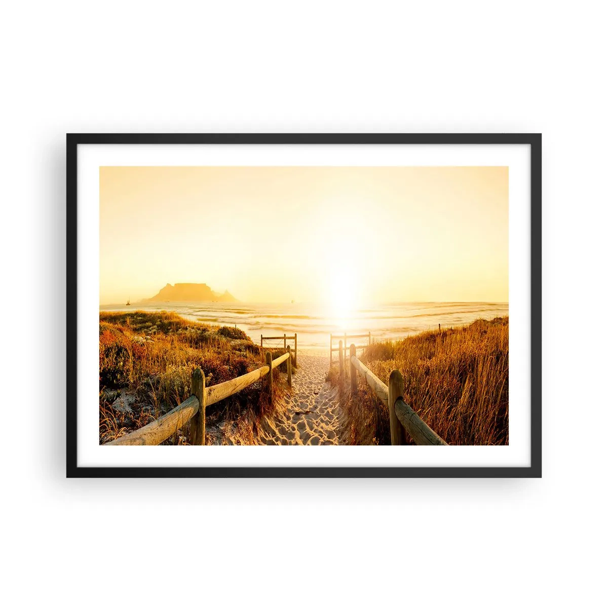 Poster în ramă neagră - Prin dune spre soare - 70x50 cm