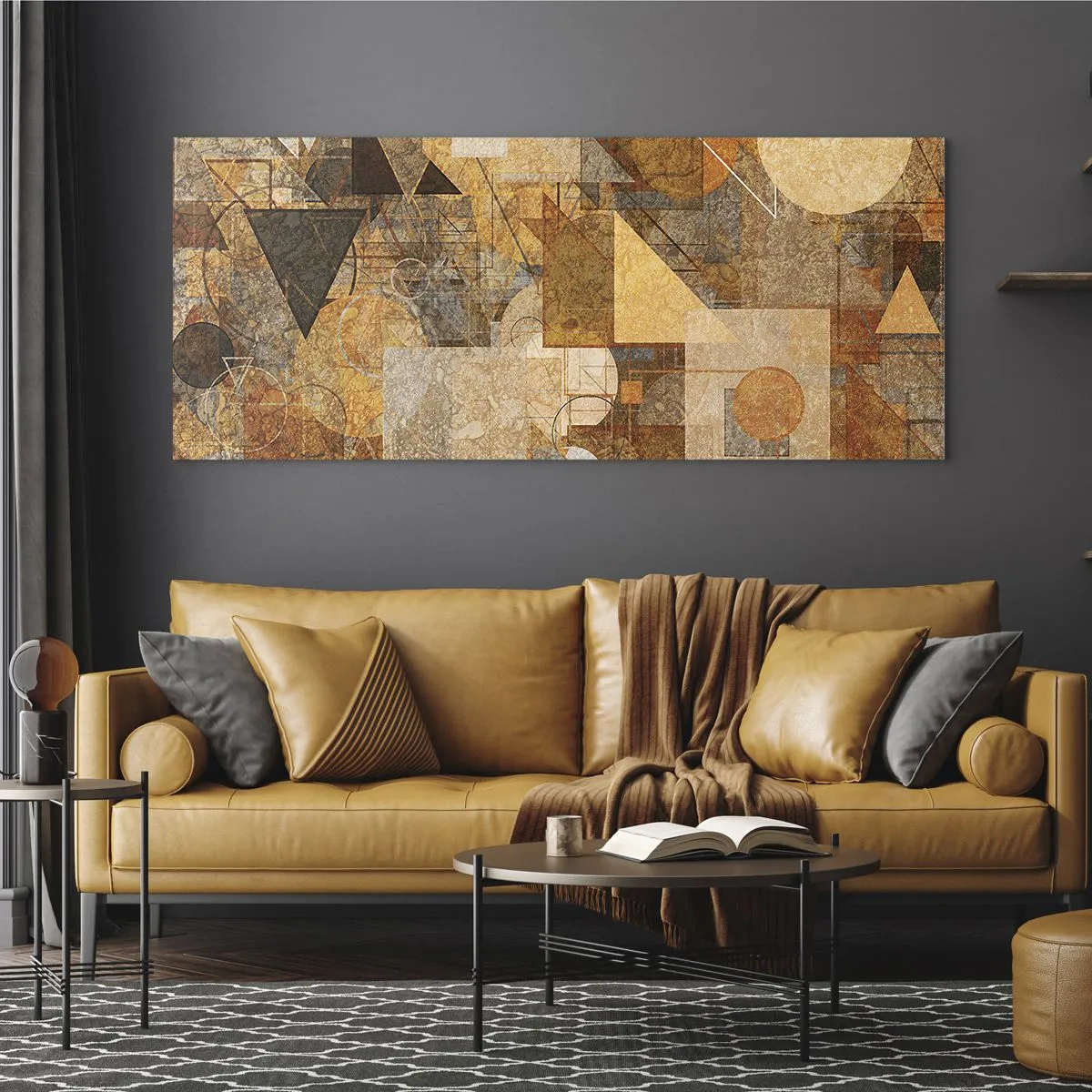 Tablou pe sticlă - Studiu cubist de bronz - 100x40 cm