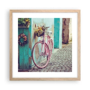 Poster în ramă de stejar deschis - Mă întorc imediat - 40x40 cm