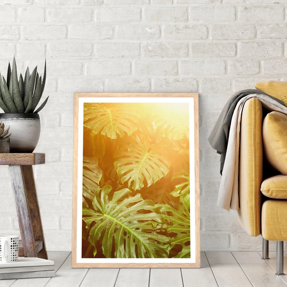 Poster în ramă de stejar deschis - Poftiți în verde - 61x91 cm