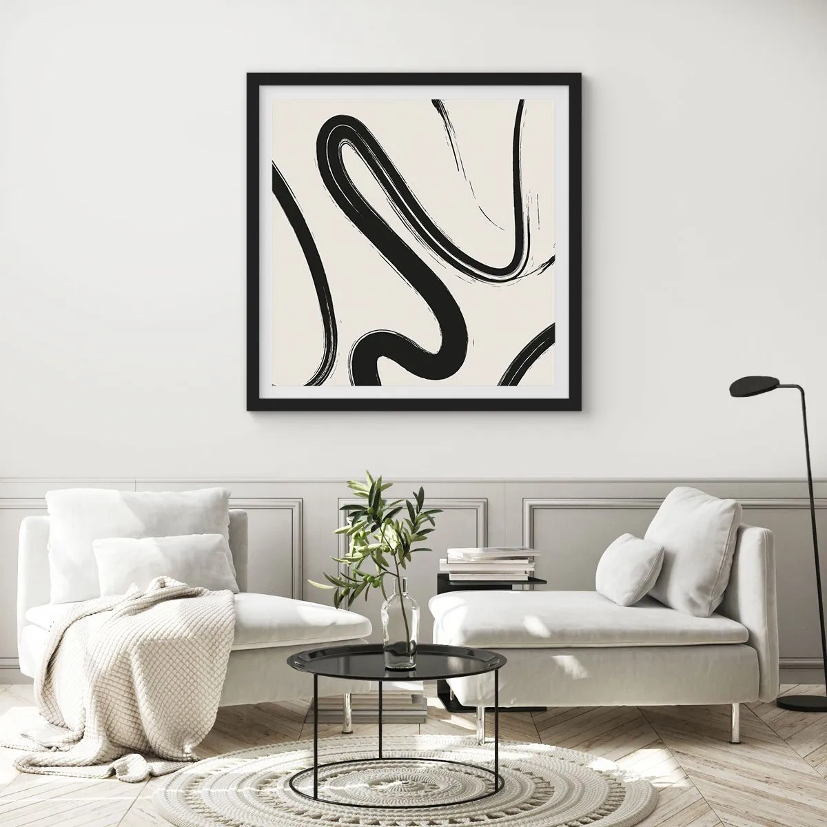 Poster în ramă neagră - Capriciu în alb și negru - 40x40 cm