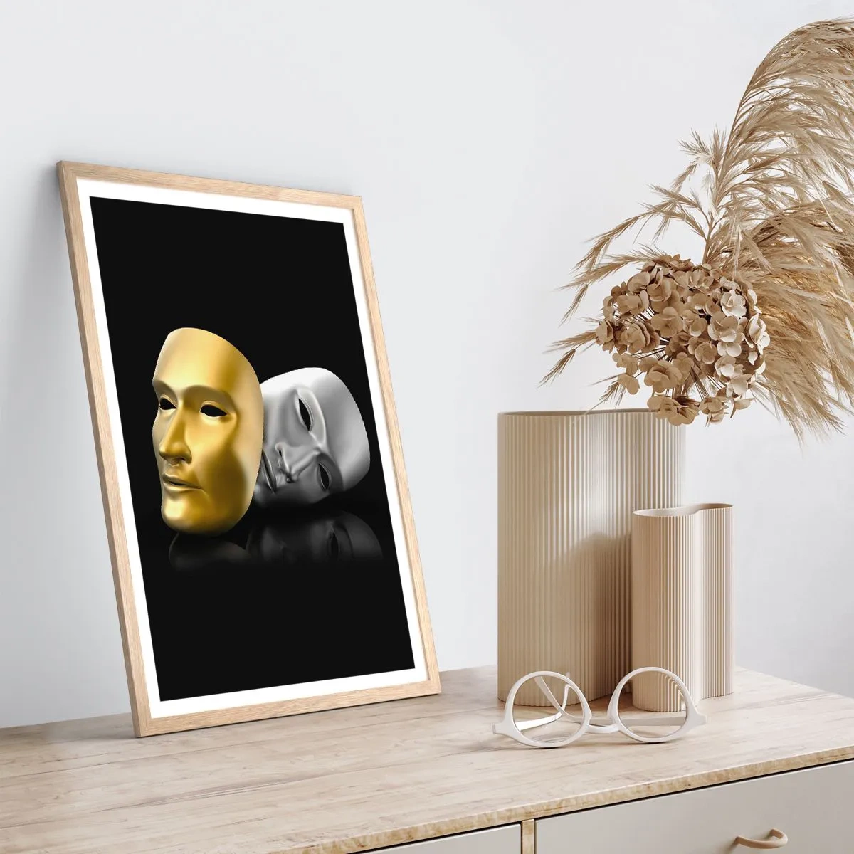 Poster în ramă de stejar deschis - Viața este teatru - 50x70 cm