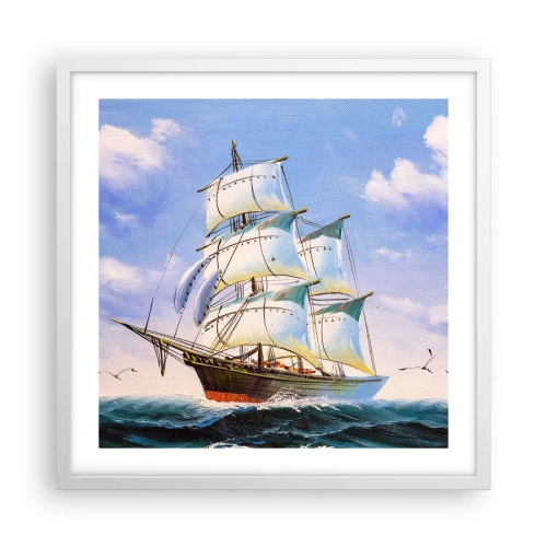 Poster în ramă albă - Cu mândrie în vânt - 50x50 cm