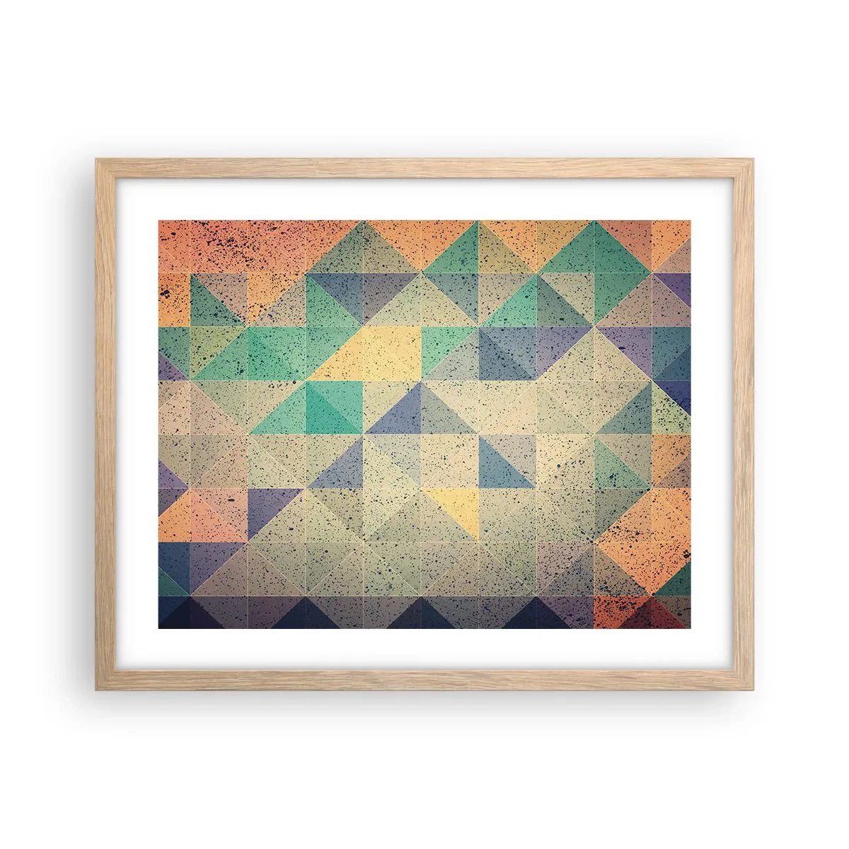 Poster în ramă de stejar deschis - Republica triunghiurilor - 50x40 cm