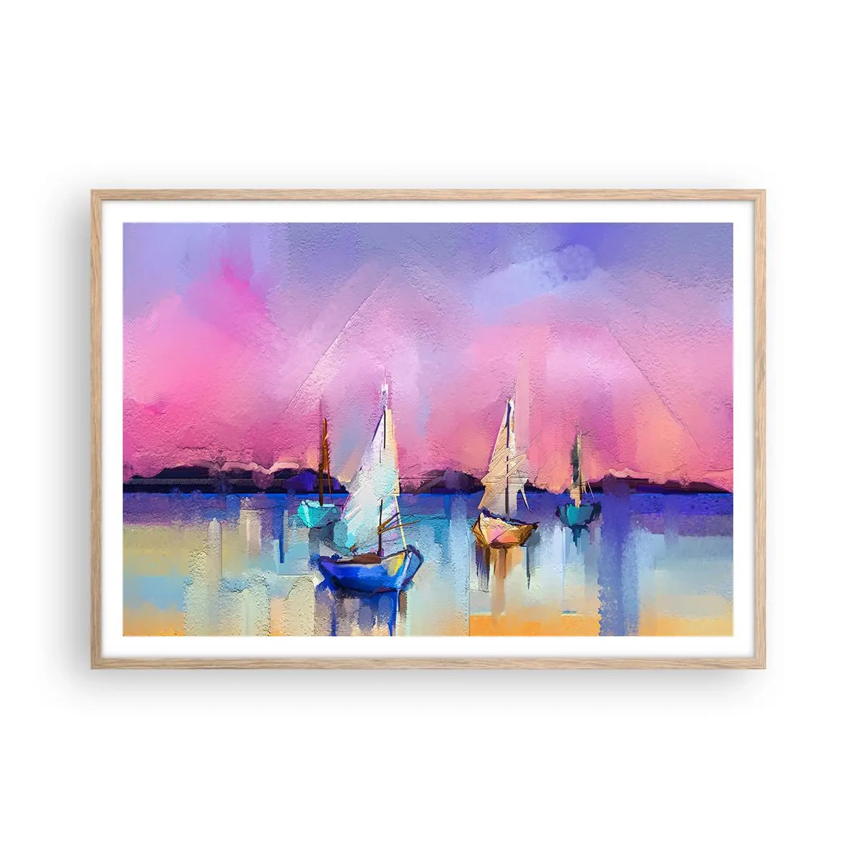 Poster în ramă de stejar deschis - Direcția: ape largi - 100x70 cm