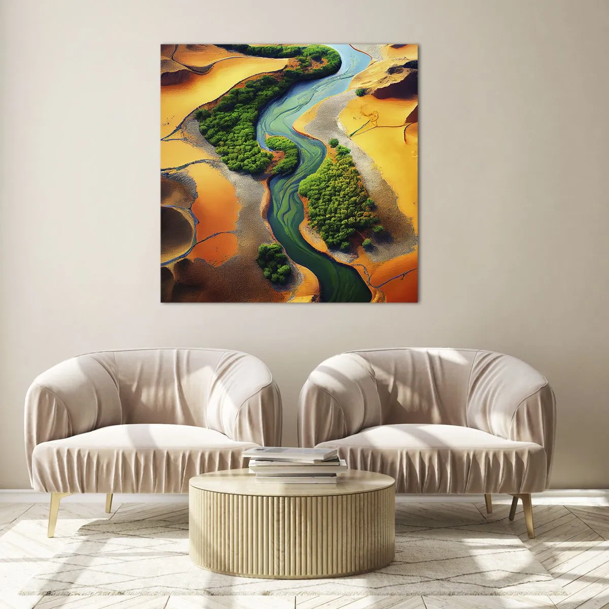 Tablou pe sticlă - Râul care dă viață - 30x30 cm