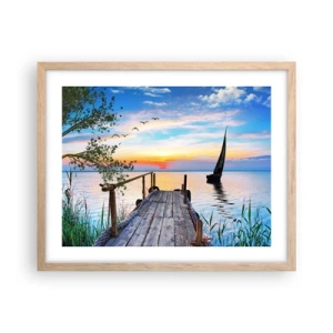 Poster în ramă de stejar deschis - Bună seara - 50x40 cm