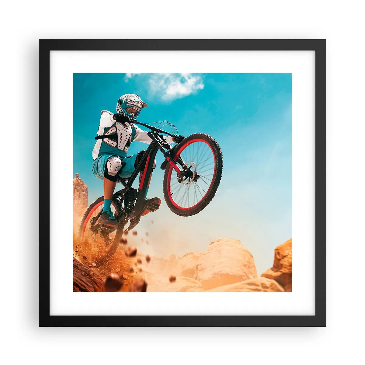 Poster în ramă neagră - Nebunia demonului bicicletei - 40x40 cm