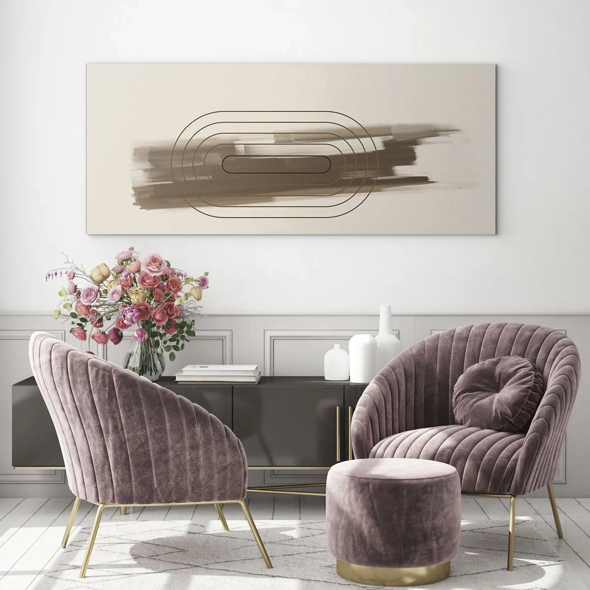 Tablou pe sticlă - O adiere de gri - 100x40 cm