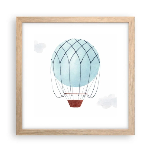 Poster în ramă de stejar deschis - Complet în nori - 30x30 cm