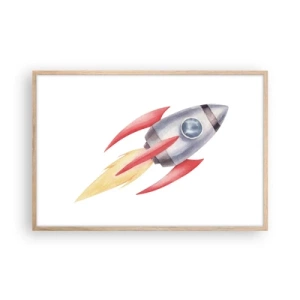 Poster în ramă de stejar deschis - Mai sus, mai repede, mai departe - 91x61 cm