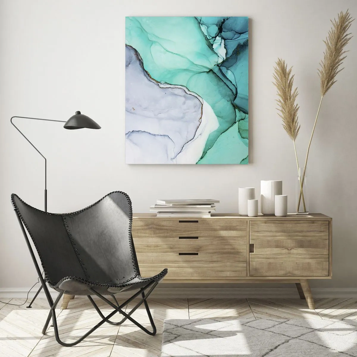 Tablou pe sticlă - Studiu în turcoaz - 50x70 cm