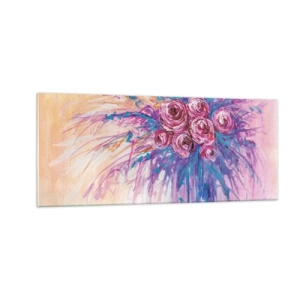 Tablou pe sticlă - Fântână de trandafiri - 100x40 cm