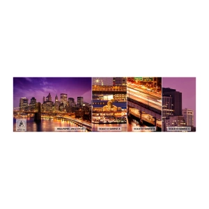 Mostră tapet autocolant Deluxe Sticker - Manhathannul mov-auriu - Oraș, New York, Arhitectură - 100x30 cm