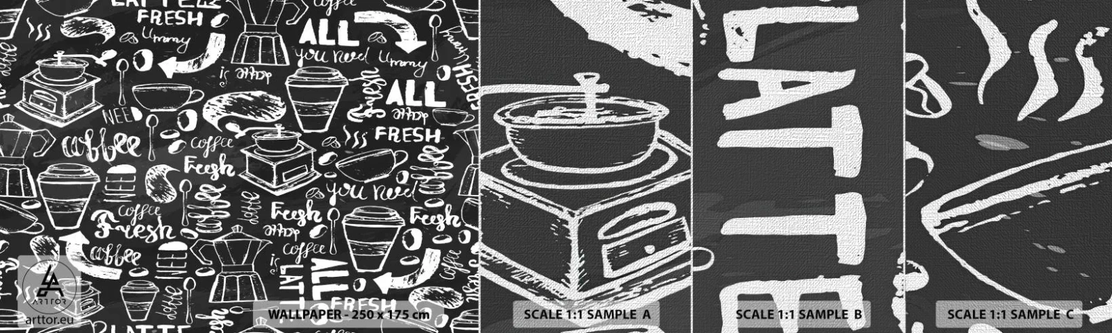 Mostră tapet Premium Canvas - All you need is… - Gastronomie, mural, Graffiti - 100x30 cm