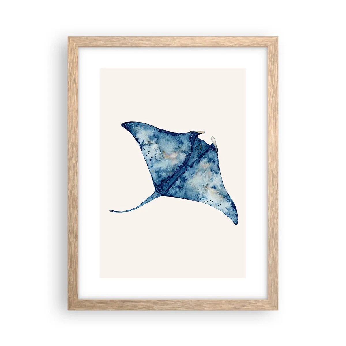 Poster în ramă de stejar deschis - Viața în albastru - 30x40 cm