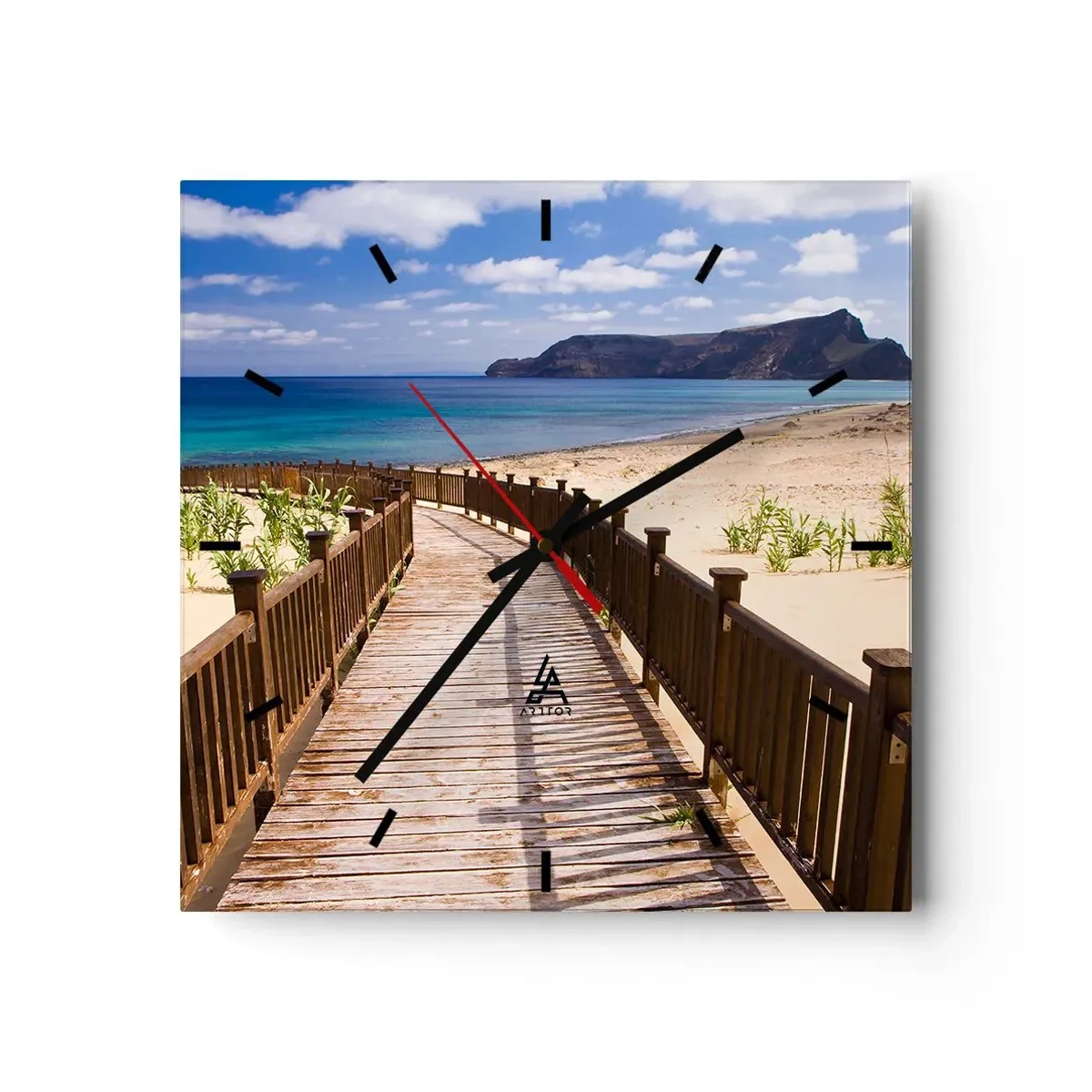 Ceas de perete - Ceas pe sticlă - Du-mă în insulele fericite - 40x40 cm