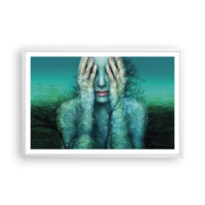 Poster în ramă albă - Scufundată în albastru - 91x61 cm